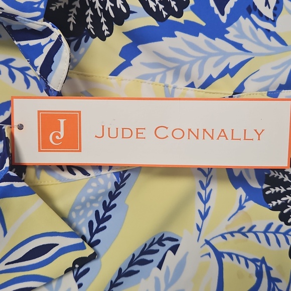 Jude Connally Long Sleeve V-neck Collar Tunic: Blue/Yellow Floral: Size- L - Picture 7 of 15